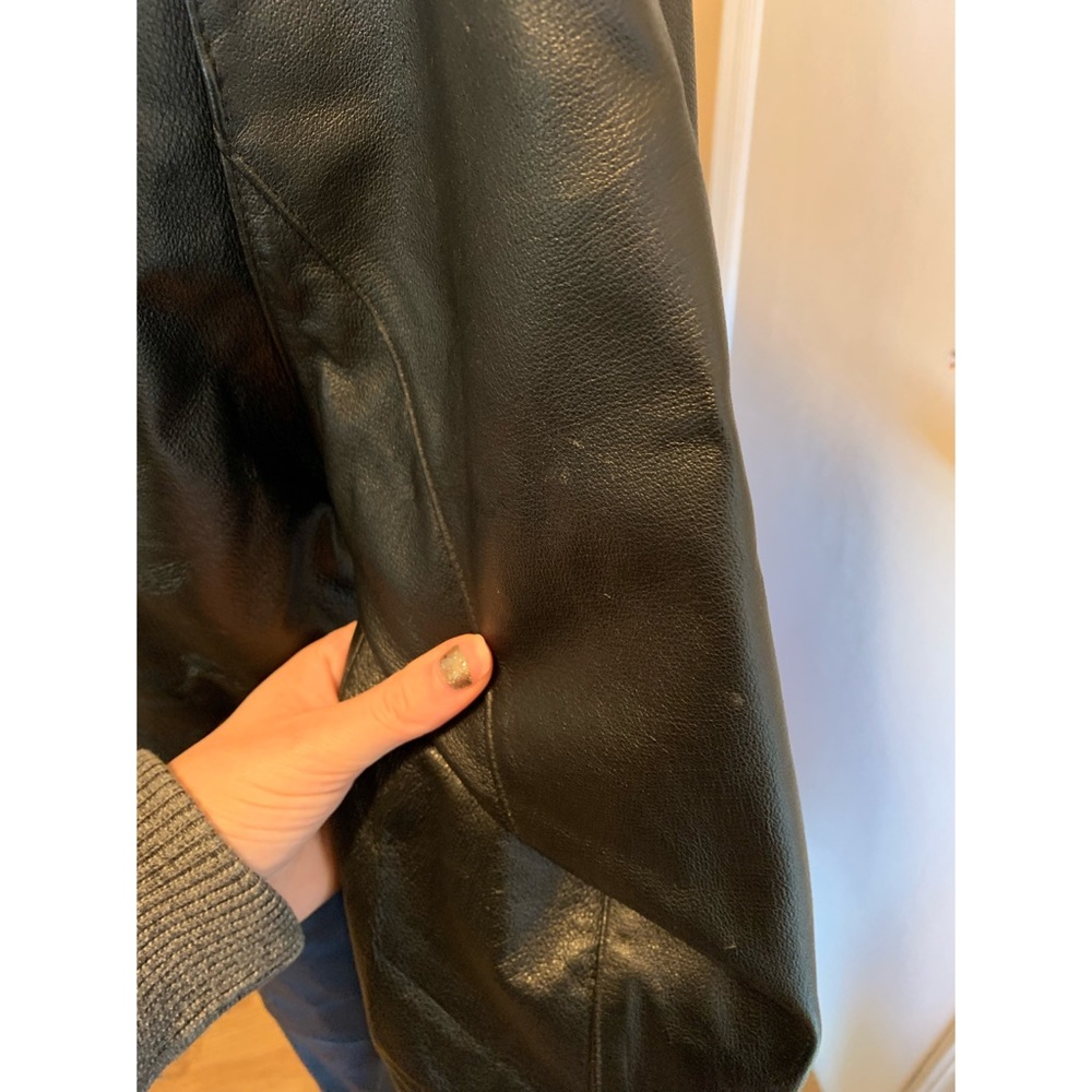 Vintage Black Leather Dress/Trench Coat by Spiegel - Picture 6 of 8